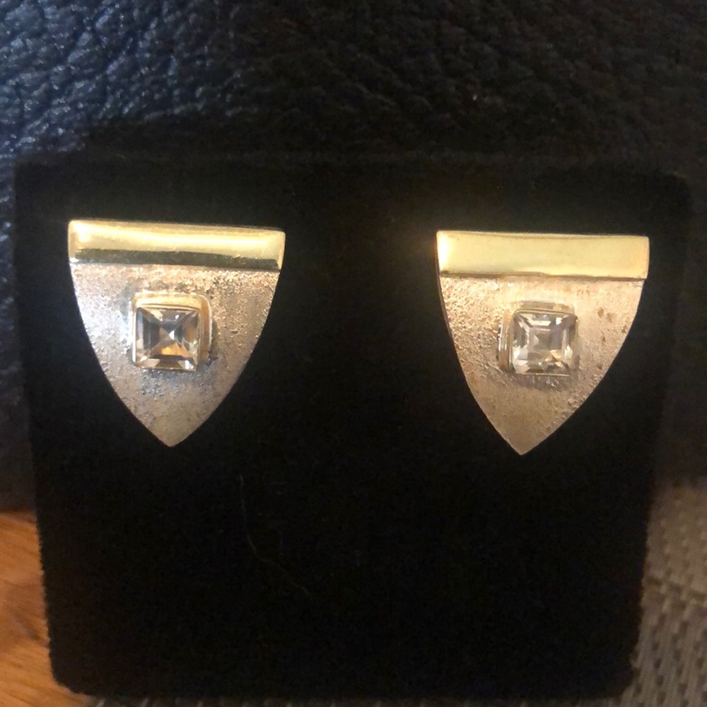 Handmade Sterling Earrings with large emerald cut CZ’s